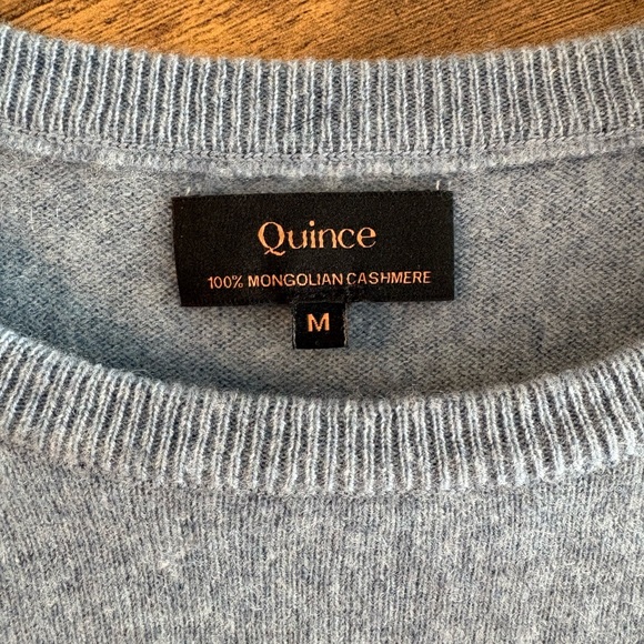Quince Light Blue Mongolian Cashmere Crewneck Sweater - Picture 2 of 4